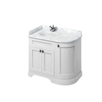 Burlington 100cm Left Hand Curved Corner Unit with Carrara White Worktop & Basin