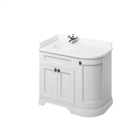 Burlington 100cm Left Hand Curved Corner Unit with White Worktop & Basin