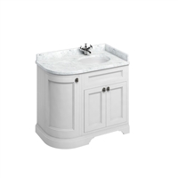 Burlington 100cm Right Hand Curved Corner Unit with Carrara White Worktop & Basin