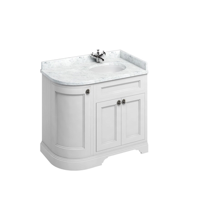 Burlington 100cm Right Hand Curved Corner Unit with Carrara White Worktop & Basin