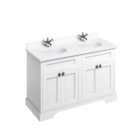 Burlington 130cm Furniture Unit White Worktop, Doors & Two Basins