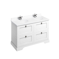 Burlington 130cm Furniture Unit White Worktop, Drawers & Two Basins