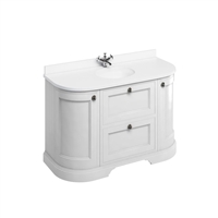 Burlington 134cm Curved Furniture Unit with White Worktop, Drawers & Basin