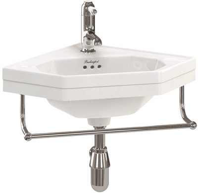 Burlington Corner 60cm Cloakroom Basin with Towel Rail