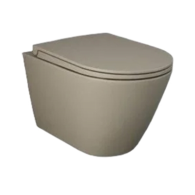 RAK Feeling Rimless Wall Hung Toilet with Soft Close Seat Matt Cappuccino