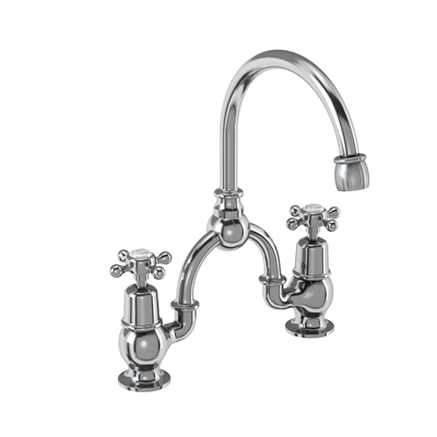 Burlington Claremont 2 Tap Hole Arch Mixer with Curved Spout (200mm centres)