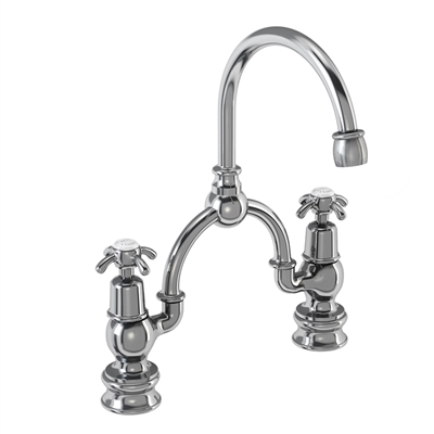 Burlington Anglesey Regent 2 Tap Hole Arch Mixer with Curved Spout (230mm centres)