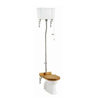 Burlington High Level Toilet with Dual Flush Cistern and Chrome Flush Pipe Kit