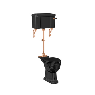 TRTC Gloss Black Medium Level Toilet with Lever Cistern