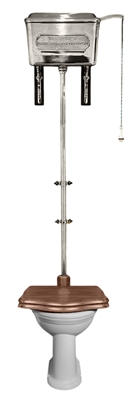 Thomas Crapper Venerable WC Pan & High Level Polished Aluminium Cistern With Chrome High Level Flush Pipe & Pull With Darby Brackets