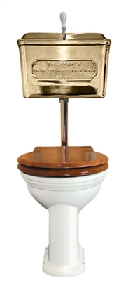 Thomas Crapper Venerable WC Pan & Low Level Polished Brass Cistern With Polished Brass Low Level Flush Pipe & Pull With Darby Brackets
