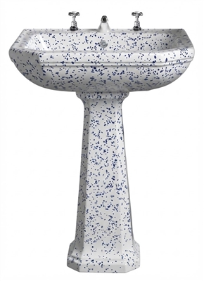 TRTC Blue Speckle Basin & Pedestal
