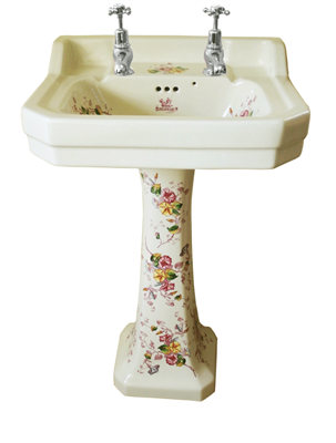 TRTC Multicoloured Floral Basin with Pedestal