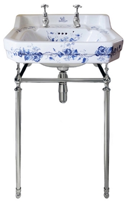 TRTC Blue & White Floral Basin with Washstand