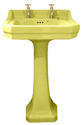 TRTC Art Deco Yellow 56cm Basin and Pedestal