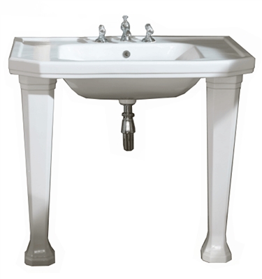 TRTC Churchill White 920mm Winged Console Basin with Ceramic Legs