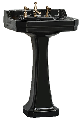 TRTC Art Deco Gloss Black 56cm Basin and Pedestal