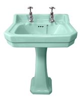 TRTC Art Deco Tiffany Green 56cm Basin with Pedestal