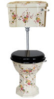 TRTC Multicoloured Floral Slimline Low Level Toilet with Floral Cistern
