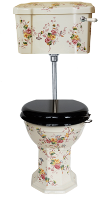 TRTC Multicoloured Floral Low Level Toilet with Floral Cistern