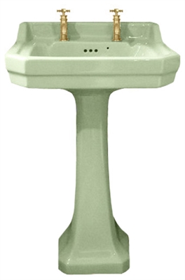 TRTC Art Deco Green 56cm Basin with Pedestal