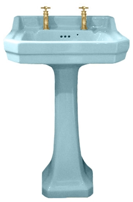 TRTC Art Deco Blue 56cm Basin and Pedestal