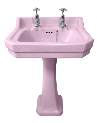 TRTC Art Deco Pink 56cm Basin and Pedestal