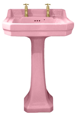 TRTC Art Deco Pink 56cm Basin and Pedestal