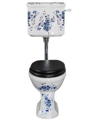 TRTC Blue & White Floral Low Level & White Cistern