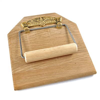 Brass 'No. 1 Bronze Toilet Fixture' Toilet Roll Holder with Oak Back Board