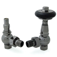 Amberley Thermostatic Radiator Valves - Black Nickel (Angled TRV)