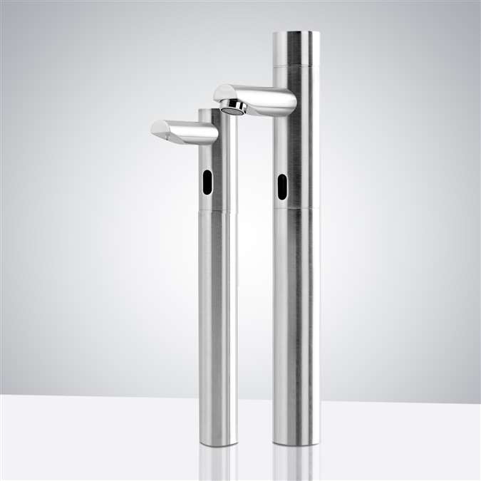 BathSelect Tall Contemporary Automatic Commercial Sensor Faucet and Matching Soap Dispenser