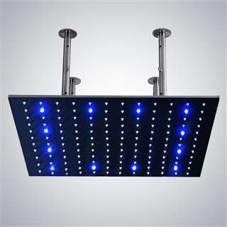 Nickel Color Changing Water Powered Led Ceiling Mount Shower Head