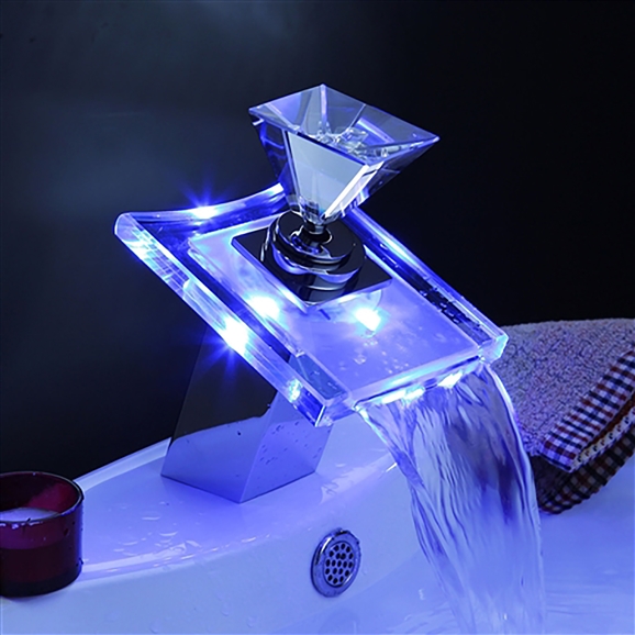 On Sale Now! Large Selection Led Light Waterfall Bathroom Sink Mixer Tap  Glass Brass Chrome Faucet | Sink Faucet That Lights Up | Glass Faucet Tap