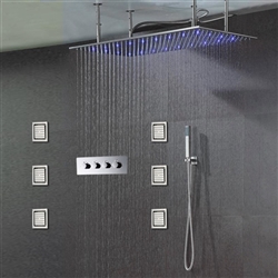 40x80cm Luxury Bath Shower Faucet Set Stainless Steel Rain Shower Head + Brass Valve + Hand Shower + Massage Spray