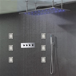 40x80cm Luxury Bath Shower Faucet Set Stainless Steel Rain Shower Head + Brass Valve + Hand Shower and Massage Spray