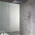 Ceiling LED Shower Set Thermostatic Valve Brushed Nickel Wall Mount with Handshower