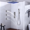 Hotel Ceiling LED Shower Set Thermostatic Valve Brushed Nickel Wall Mount with Jets Spray & Handshower