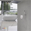 Bravat Hotel Ceiling Shower Set Thermostatic Valve Brushed Nickel Wall Mount with Handshower