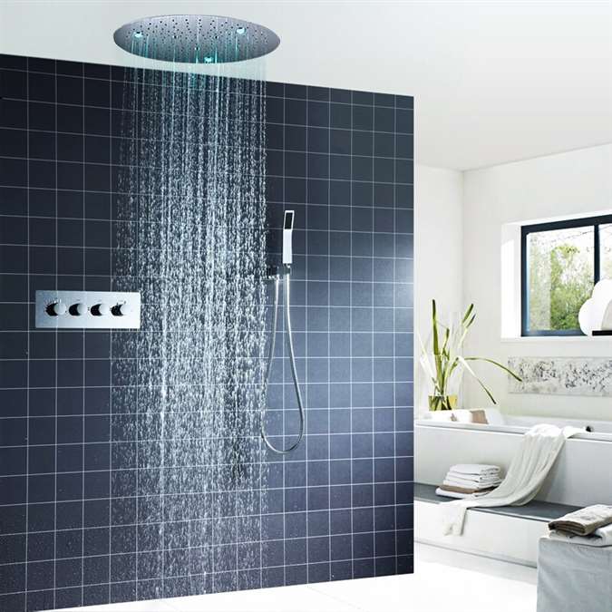 Hotel 20'' Round Urtain LED Light Ceiling  Shower