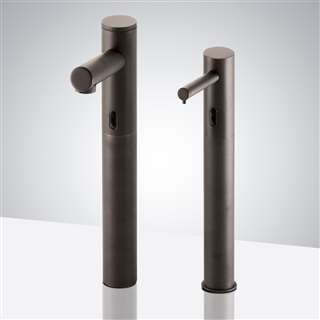 Fontana Oil Rubbed Bronze Tall Commercial Automatic Motion Sensor Faucet and Matching Soap Dispenser