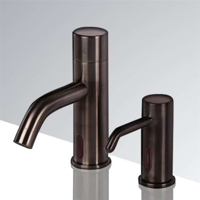 Fontana Oil Rubbed Bronze Commercial Automatic Motion Sensor Faucet and Matching Soap Dispenser