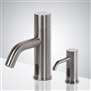 BathSelect Hotel Brushed Nickel Commercial Automatic Motion Sensor Faucet with Soap Dispenser