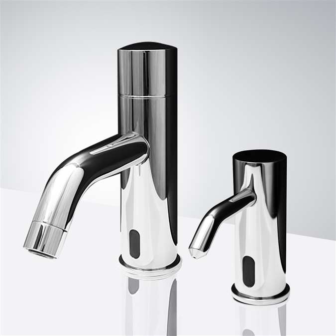 Brass Chrome Commercial Automatic Motion Sensor Faucet with Soap Dispenser