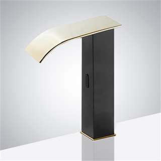 BathSelect Black and Gold Tall Waterfall Automatic Smart Sensor Faucet