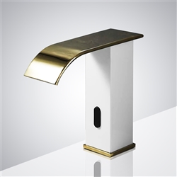 For Luxury Suite BathSelect White and Gold Waterfall Automatic Smart Sensor Faucet