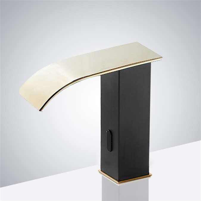 BathSelect Black and Gold Waterfall Automatic Smart Sensor Faucet