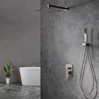 rain shower set single handle thermostatic valve brushed nickel wall mount shower with handshower