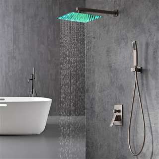 rain shower set single handle thermostatic valve brushed nickel wall mount shower with handshower