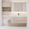 Bathselect Bathroom Vanity Cabinet With a Combined Toilet Extension Countertop and An LED Mirror in Cream Color
